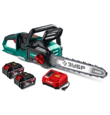 ЗУБР 40 В, (2x20В), 400 мм шина, 2 АКБ LMS (4 Ач), пила цепная аккумуляторная (ПЦБ-4040-42)
