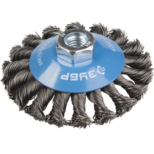 ЗУБР 100 мм, стальная проволока 0.5 мм, коническая щетка-крацовка для УШМ (35269-100)