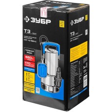 ЗУБР 550 Вт, дренажный насос для грязной воды, корпус - нерж. сталь, Профессионал (НПГ-Т3-550-С)