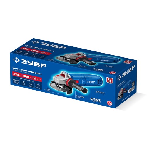 ЗУБР 1800 Вт, d125 мм, УШМ, регулировка оборотов, фланец ″МИГ″, Профессионал (УШМ-П125-1805 ЭПСТ)