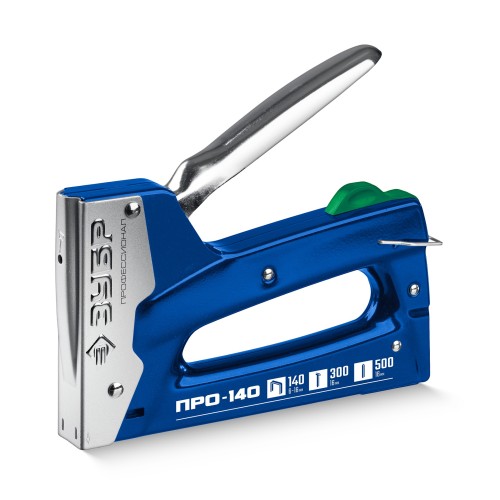 ЗУБР Профи-140, скобы тип 140, гвозди тип 300, стальной рессорный степлер (4-31573)
