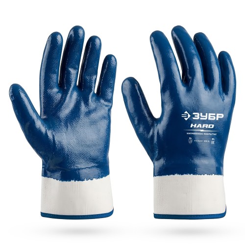 ЗУБР HARD, XL (10), маслобензостойкие, износостойкие, перчатки с нитриловым покрытием, Профессионал (11270-XL)