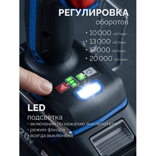 ЗУБР 20 В, d82 мм, 1 АКБ LMS (2 А·ч), редукторная мини-УШМ, сумка, Профессионал (AB-80-700-21)
