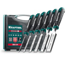 KRAFTOOL GRAND-6 набор стамесок-долот с двухкомпонентной рукояткой, 6 шт