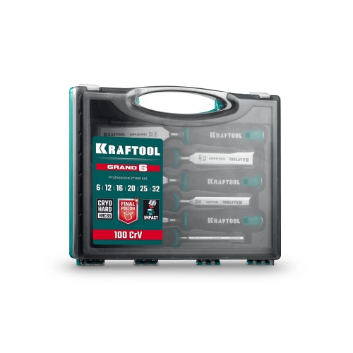 KRAFTOOL GRAND-6 набор стамесок-долот с двухкомпонентной рукояткой, 6 шт