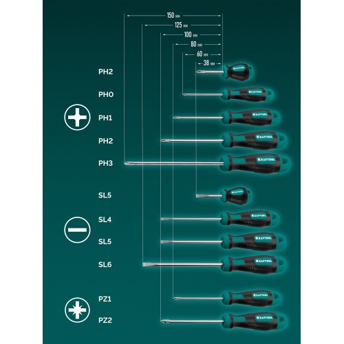 KRAFTOOL X-Drive 11, 11 шт., в кейсе, набор отверток (25811)
