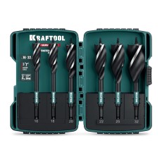 KRAFTOOL 3-Wave 6шт, набор, трехзаходные сверла по дереву с резьбовым центрующим острием (29513-H6)