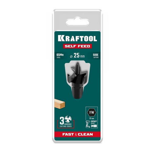 KRAFTOOL SELF FEED d 25 мм, cверло по дереву самоврезающееся (29951-25)