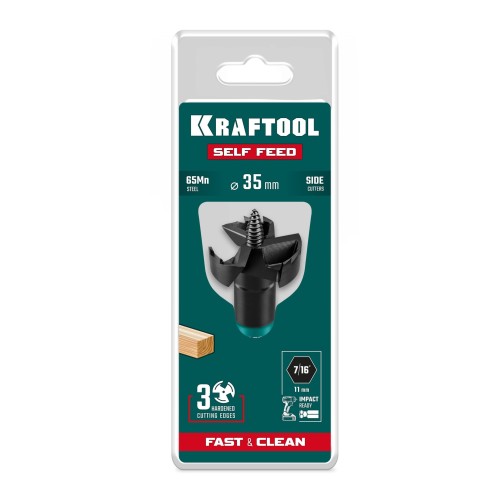 KRAFTOOL SELF FEED d 35 мм, cверло по дереву самоврезающееся (29951-35)