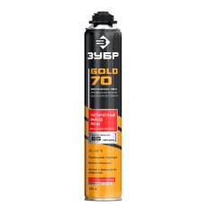ЗУБР GOLD PRO 70, 850 мл, мелкопористая, c выходом до 65 л, пистолетная, монтажная пена (41157)