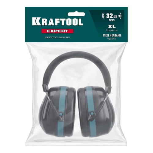 KRAFTOOL EXPERT, защита до 112 дБ, двухкомпонентные, увеличенные чашки, защитные наушники с мягким оголовьем (11360)