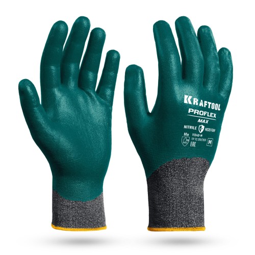 KRAFTOOL ProFlex Max, M (8), полный облив, эластичные перчатки, вспененное нитриловое покрытие, 15 класс (11240-M)
