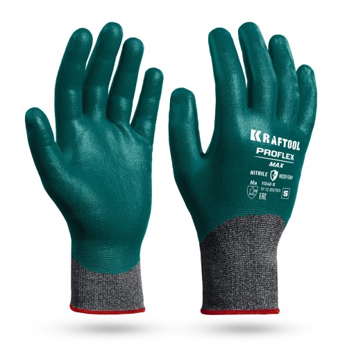 KRAFTOOL ProFlex Max, S (7), полный облив, эластичные перчатки, вспененное нитриловое покрытие, 15 класс (11240-S)