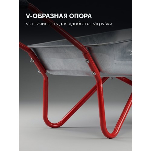 ЗУБР ПК-102, 65 л, 100 кг, в коробке, двухколесная, пневматические колеса, садовая тачка (39972)
