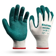 KRAFTOOL MaxGrip, S-M, х/б перчатки с текстурированным нитриловым обливом, 15 класс (11243-S)