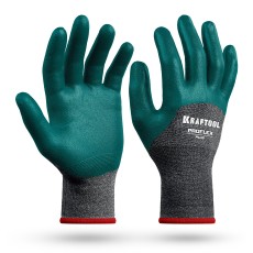 KRAFTOOL ProFlex Plus, S (7), облив 3/4, эластичные перчатки, вспененное нитриловое покрытие, 15 класс (11241-S)