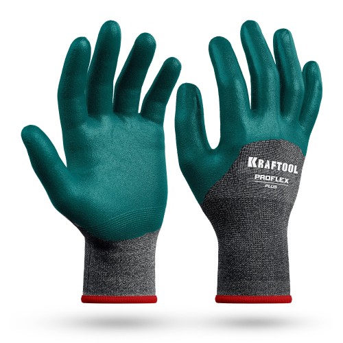 KRAFTOOL ProFlex Plus, S (7), облив 3/4, эластичные перчатки, вспененное нитриловое покрытие, 15 класс (11241-S)