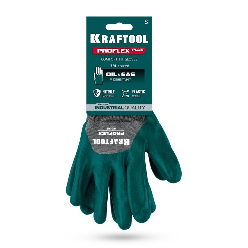 KRAFTOOL ProFlex Plus, S (7), облив 3/4, эластичные перчатки, вспененное нитриловое покрытие, 15 класс (11241-S)